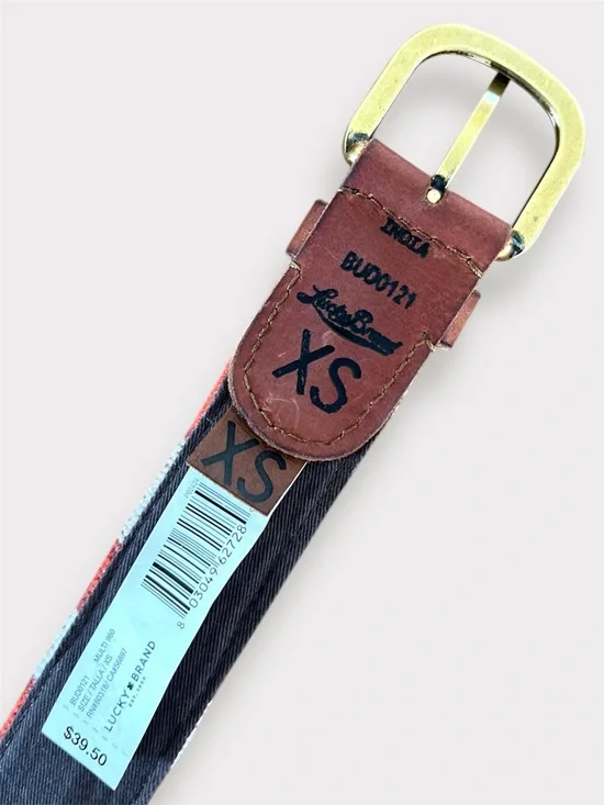 Lucky Brand Woven Leather Trim Belt 29-33 Inches - Picture 10 of 12